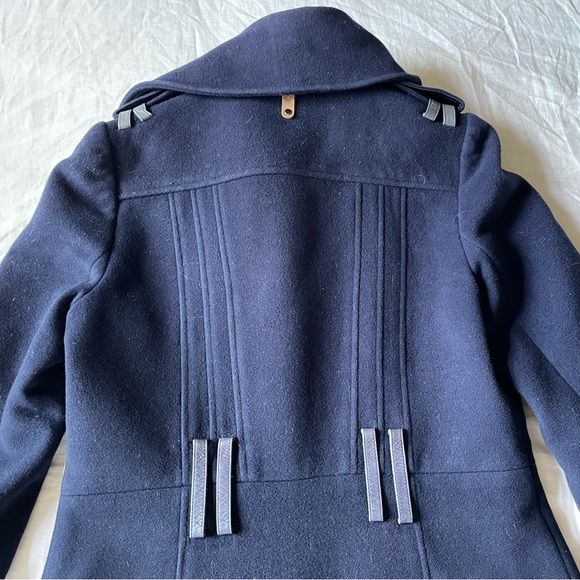 ❌Mackage Designer Navy Blue Belted Wool Coat - Picture 7 of 12